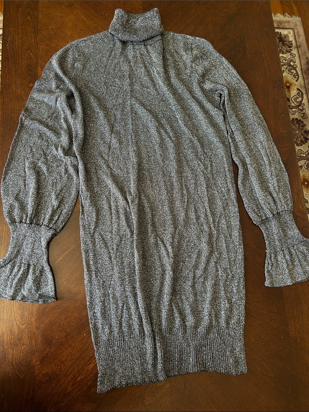 Newport News Heather Gray Sparkle Turtleneck Sweater Dress